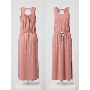 Ann Taylor LOFT XS Pink Tank Dress Drawstring Waist Racerback Casual Summer Soft